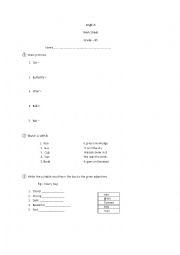 English Work Sheet