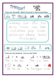 English Worksheet: TRANSPORT