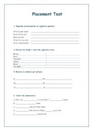 English Worksheet: Placement Test