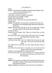 English Worksheet: The play of The Wizard of Oz