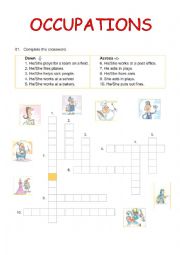 English Worksheet: Jobs - crossword