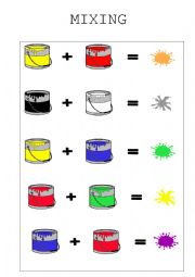 English Worksheet: mixing colours