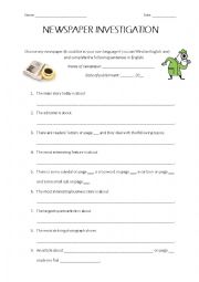 English Worksheet: Newspaper Investigation