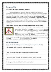 English Worksheet: Language and writing parts for Bac Tunisian students