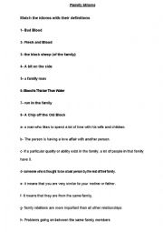 English Worksheet: family idioms