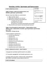 English Worksheet: speaking activity sportsmen/sportswomen