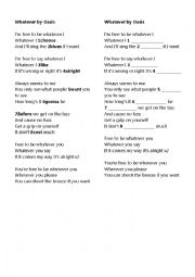 English Worksheet: WHATEVER by OASIS