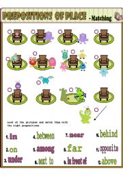 English Worksheet: Prepositions of place - Little monsters