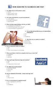 English Worksheet: Facebook Quiz