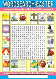 English Worksheet: Easter Wordsearch