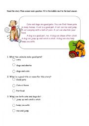 English Worksheet: reading comprehension