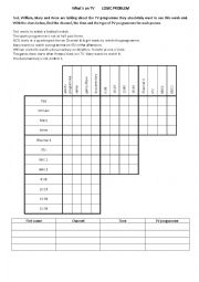 English Worksheet: Whats on TV - a logic problem - Key included