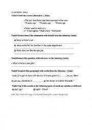 English Worksheet: listening comprehension +(MP3 link)