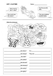 English Worksheet: Asking for the prize- clothes: How much is/are the...? The ... is/are...