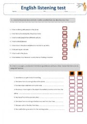 English Worksheet: Listening test