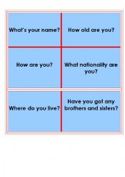 English Worksheet: Question cards about personal information. Trinity, grades 2 and 3