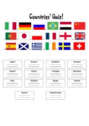 English Worksheet: countries quiz!