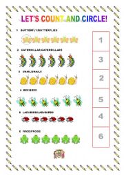 English Worksheet: Lets count and circle