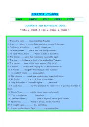 English Worksheet: Relative clauses - exercises and explanations with key