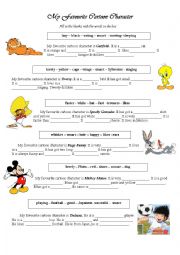 English Worksheet: my favourite cartoon character