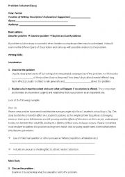 English Worksheet: Problem-solution essay guideline