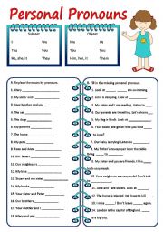 English Worksheet: PERSONAL PRONOUNS - SUBJECT & OBJECT