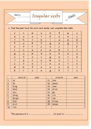 Irregular verbs word search