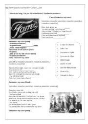 English Worksheet: Fame - remember my name