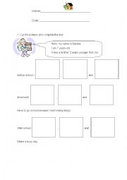 English Worksheet: before and after school activities