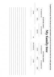 English Worksheet: Family Tree - writing 