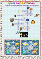 space and astronomy: crossword puzzle