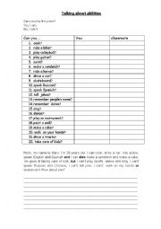English Worksheet: Can you - abilities