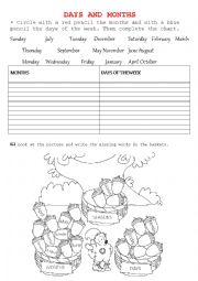 English Worksheet: days months years