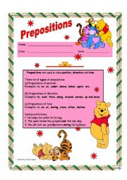 English Worksheet: Prepositions For Intermediate