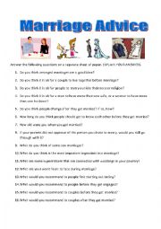 English Worksheet: Marriage Advice