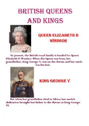 English Worksheet: British Queens and Kings