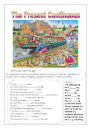 English Worksheet: By the canal - present continuous tense. 