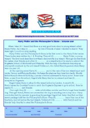 English Worksheet: My favourite book.- Harry Potter-reading comprehension and questions