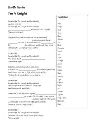 English Worksheet: Horrible Histories - Im a Knight