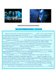 English Worksheet: My favourite film - Avatar - gapfilling test with key
