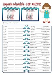 English Worksheet: comparatives and superlatives short adjectives