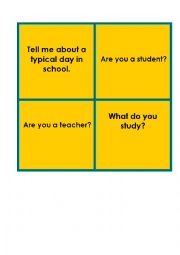 English Worksheet: Question cards about school. Trinity exam, grade 2 and 3