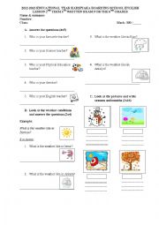 English Worksheet: 6th grade 1st written exam 1st page