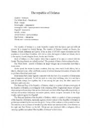 English Worksheet: The republic of Belarus