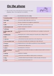 English Worksheet: on the phone part 1