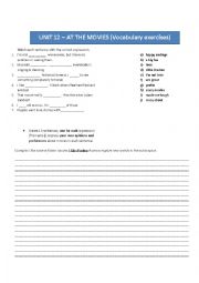 English Worksheet: vocabulary quiz _ talking about movies