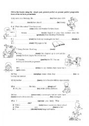 English Worksheet: simple past, present perfect, present perfect continuous