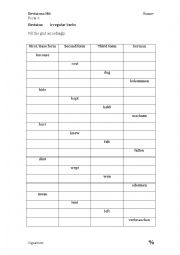 Irregular Verbs. Fill the grid.