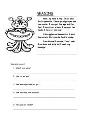 English Worksheet: have/has got reading