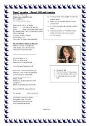 English Worksheet: heart attack song 